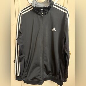 Adidas Men's Black/White Stripped Track Jacket Size L